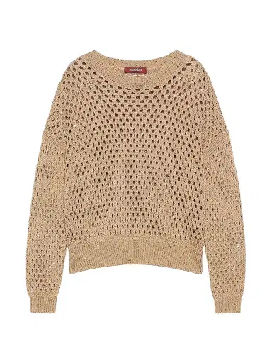 Max Mara Women's Sequinned Cotton Boxy Sweater - Camel - Size XL | Thumbnail 1 Max Mara Women's Sequinned Cotton Boxy Sweater - Camel - Size XL | Thumbnail 1