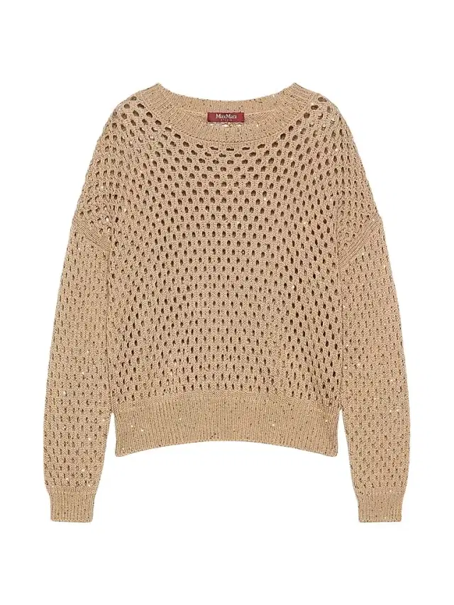 Max Mara Women's Sequinned Cotton Boxy Sweater - Camel