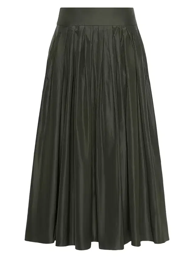 Max Mara Women's Taffeta Pleated Skirt - Dark Green