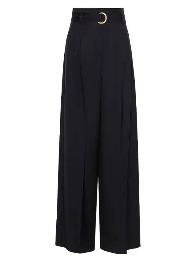 Max Mara Women's High Waisted Woollen Cloth Trousers - Navy