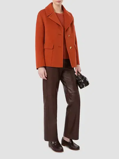 Max Mara Women's Drap Wool Single Breasted Jacket - Orange - Size 14 | Thumbnail 2