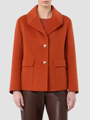 Max Mara Women's Drap Wool Single Breasted Jacket - Orange - Size 14 | Thumbnail 3