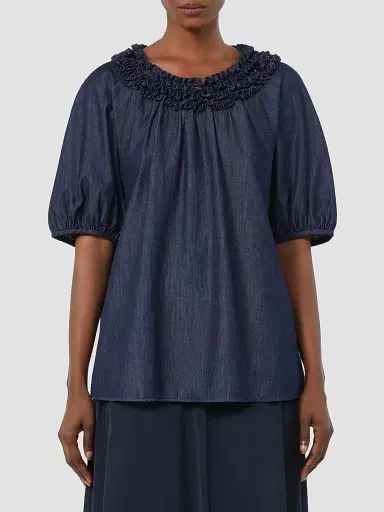 Max Mara Women's Cotton Denim Blouse - Midnight Blue - Size 14 | Thumbnail 3