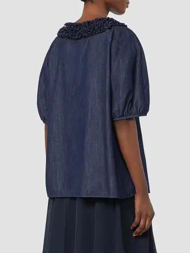 Max Mara Women's Cotton Denim Blouse - Midnight Blue - Size 14 | Thumbnail 4