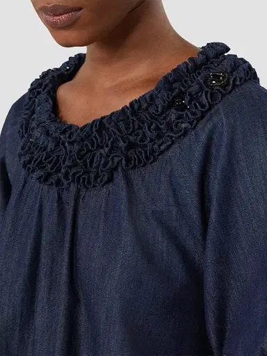 Max Mara Women's Cotton Denim Blouse - Midnight Blue - Size 14 | Thumbnail 5