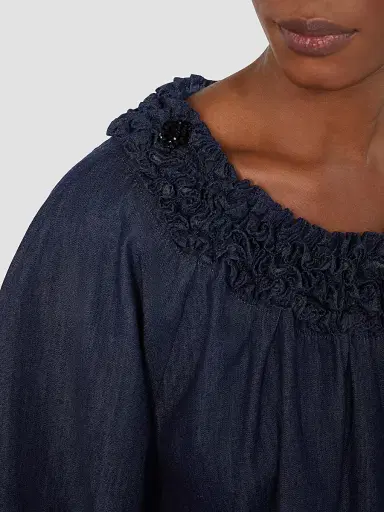 Max Mara Women's Cotton Denim Blouse - Midnight Blue - Size 14 | Thumbnail 6