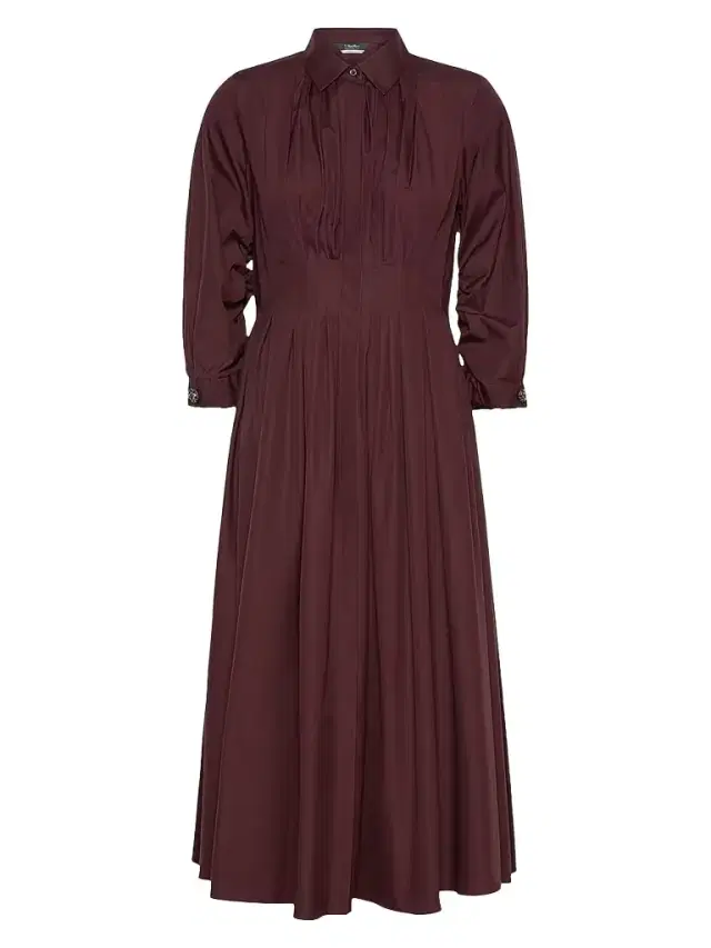 Max Mara Women's Shirt Dress in Cotton Poplin - Dark Red