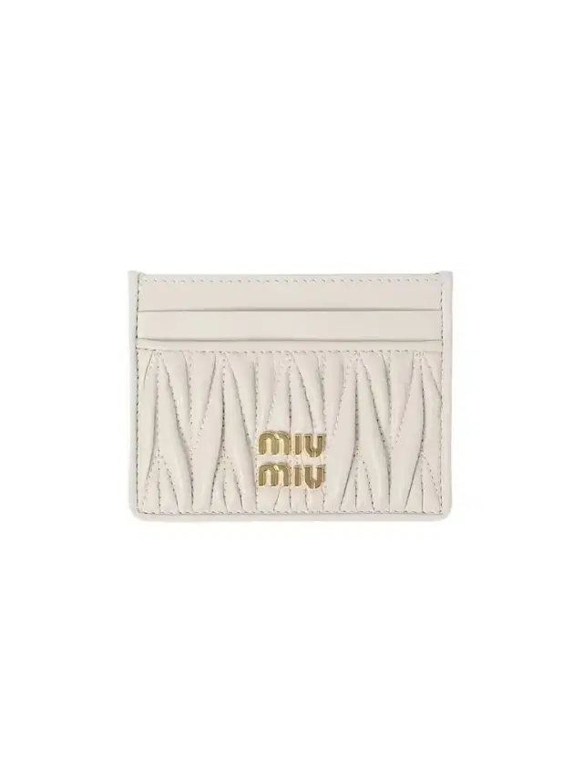 Women's Matelassé Nappa Leather Card Holder - Off White