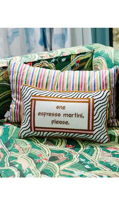 Furbish Studio Espresso Martini Needlepoint Pillow | Thumbnail 3 Furbish Studio Espresso Martini Needlepoint Pillow | Thumbnail 3