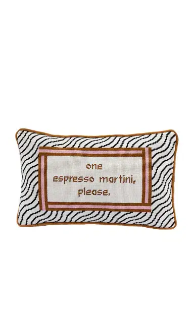 Furbish Studio Espresso Martini Needlepoint Pillow | Thumbnail 1 Furbish Studio Espresso Martini Needlepoint Pillow | Thumbnail 1