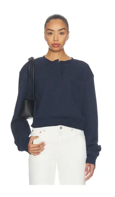 Frame The Striped Cuff Sweatshirt | Thumbnail 1 Frame The Striped Cuff Sweatshirt | Thumbnail 1