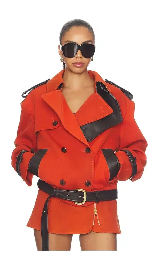 LaQuan Smith Double Breasted Cropped Coat
