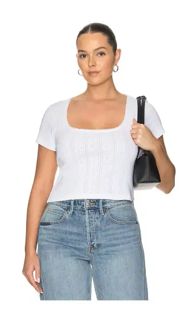 GOOD AMERICAN The Pointelle Square Neck Top | Thumbnail 2 GOOD AMERICAN The Pointelle Square Neck Top | Thumbnail 2