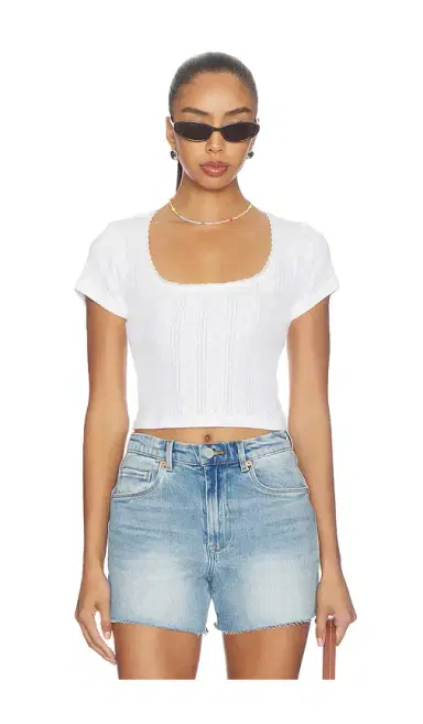 GOOD AMERICAN The Pointelle Square Neck Top | Thumbnail 1 GOOD AMERICAN The Pointelle Square Neck Top | Thumbnail 1