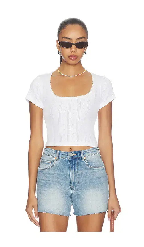 The Pointelle Square Neck Top