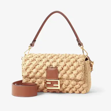 Fendi Baguette® Hazelnut-stitch raffia-effect material bag | Thumbnail 2