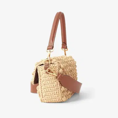 Fendi Baguette® Hazelnut-stitch raffia-effect material bag | Thumbnail 4