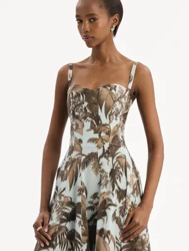 Oscar de la Renta Chiné Palm Leaves Cotton Poplin Dress | Thumbnail 5 Oscar de la Renta Chiné Palm Leaves Cotton Poplin Dress | Thumbnail 5