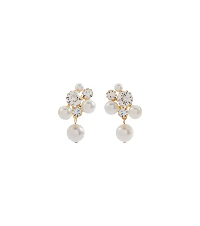 Jennifer Behr Bristol crystal-embellished faux pearls gold-plated stud earrings