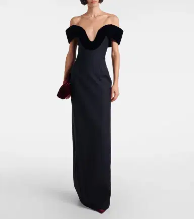 David Koma Off-shoulder wool-blend bustier gown | Thumbnail 4