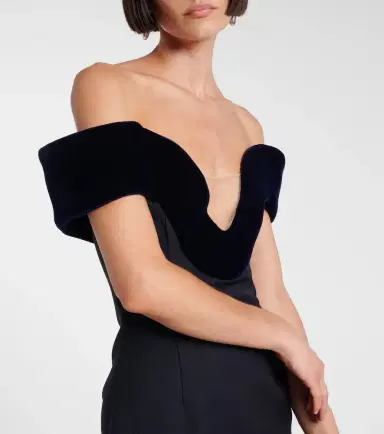 David Koma Off-shoulder wool-blend bustier gown | Thumbnail 5