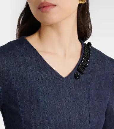 'S Max Mara 'S Max Mara Vela embellished belted denim midi dress | Thumbnail 4