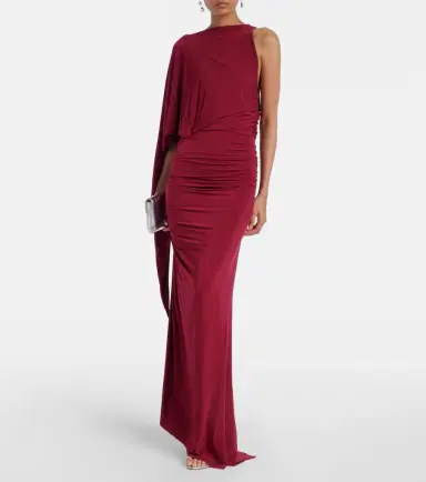 Alex Perry Asymmetric gathered jersey gown | Thumbnail 4