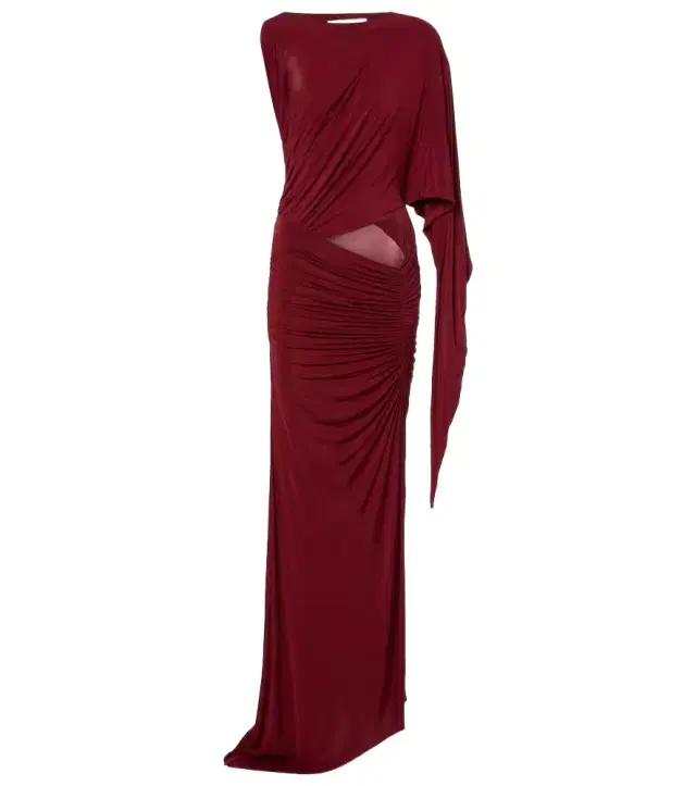 Asymmetric gathered jersey gown