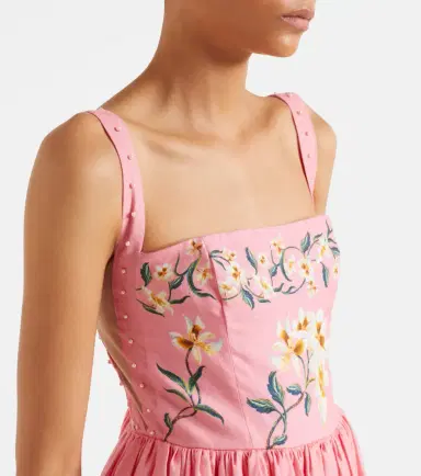 Agua by Agua Bendita Mielero Promesa floral linen midi dress | Thumbnail 2