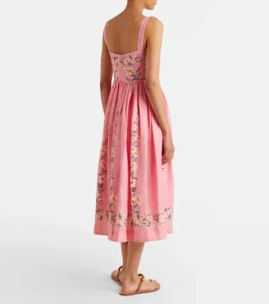 Agua by Agua Bendita Mielero Promesa floral linen midi dress | Thumbnail 3