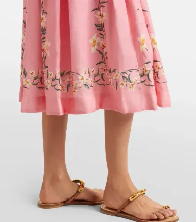 Agua by Agua Bendita Mielero Promesa floral linen midi dress | Thumbnail 5