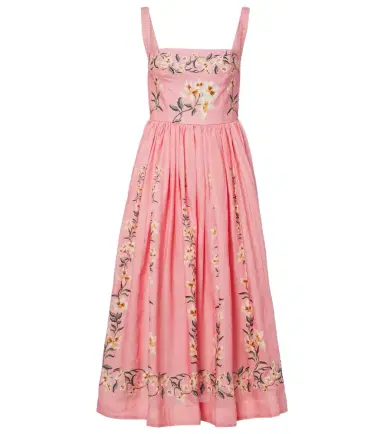 Agua by Agua Bendita Mielero Promesa floral linen midi dress | Thumbnail 1