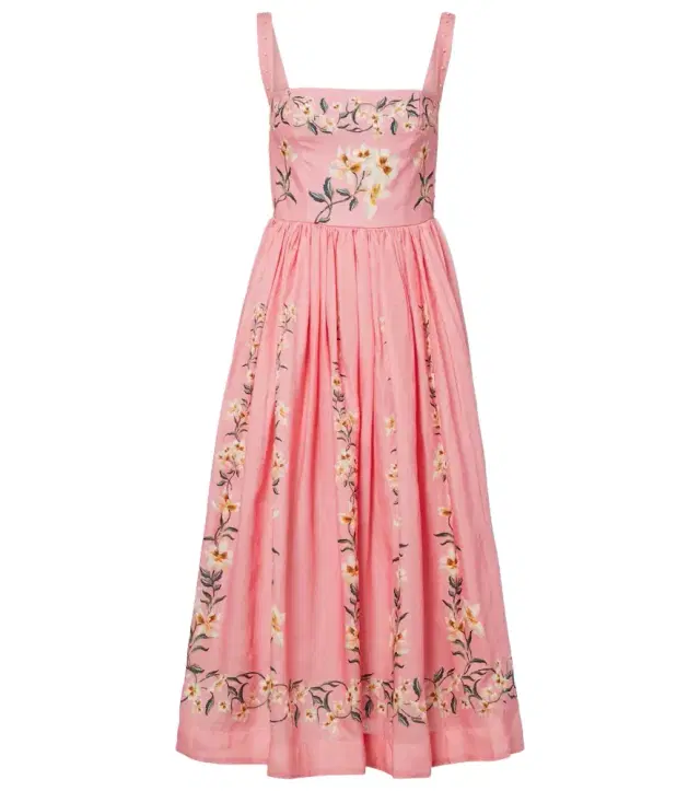 Mielero Promesa floral linen midi dress