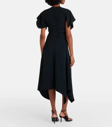 Victoria Beckham Asymmetric draped cady midi dress | Thumbnail 3