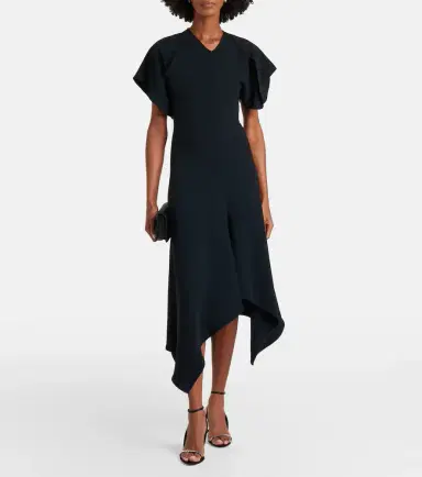 Victoria Beckham Asymmetric draped cady midi dress | Thumbnail 6