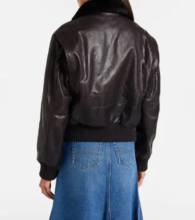 Victoria Beckham Shearling-trimmed leather jacket | Thumbnail 5 Victoria Beckham Shearling-trimmed leather jacket | Thumbnail 5