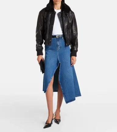 Victoria Beckham Shearling-trimmed leather jacket | Thumbnail 6 Victoria Beckham Shearling-trimmed leather jacket | Thumbnail 6