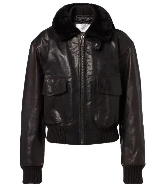 Shearling-trimmed leather jacket