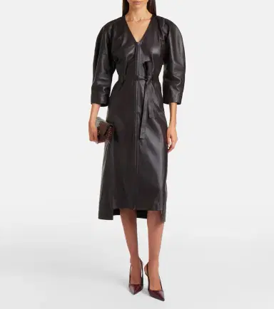 Victoria Beckham Leather midi dress | Thumbnail 4