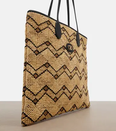Valentino Garavani VLogo N/S Medium raffia tote bag | Thumbnail 3