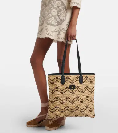 Valentino Garavani VLogo N/S Medium raffia tote bag | Thumbnail 5