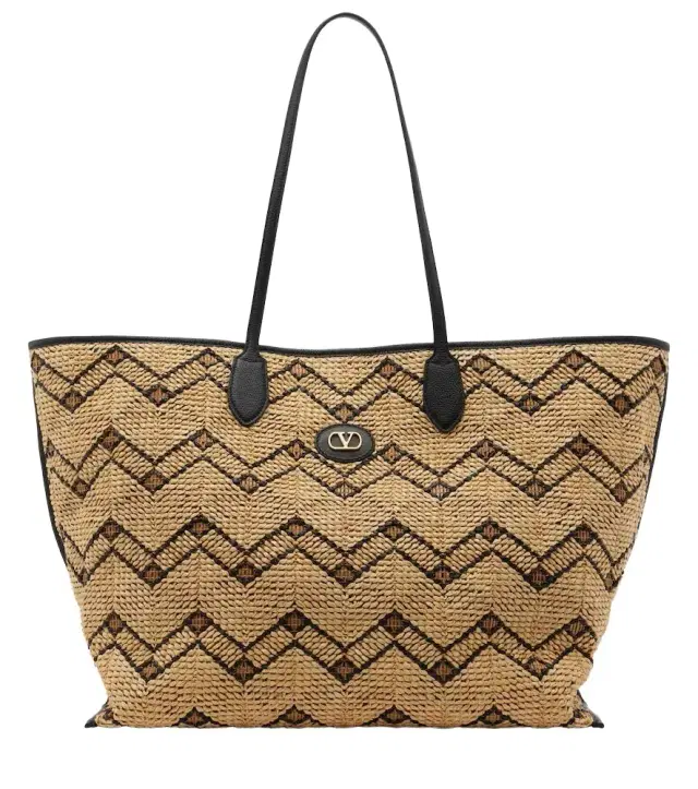 Valentino Garavani VLogo Large raffia-effect tote bag