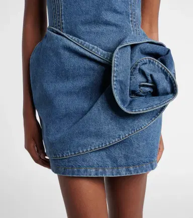 Magda Butrym Off-shoulder floral-appliqué denim minidress | Thumbnail 4