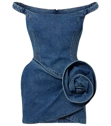 Magda Butrym Off-shoulder floral-appliqué denim minidress | Thumbnail 1