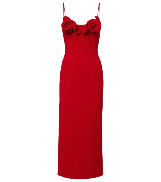 Magda Butrym Floral-appliqué wool-blend midi dress
