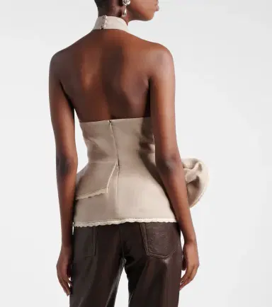 Magda Butrym Peplum floral-appliqué linen top | Thumbnail 5