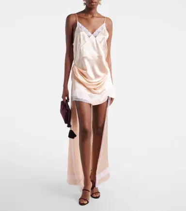 Magda Butrym Lace-trimmed silk satin slip dress | Thumbnail 4