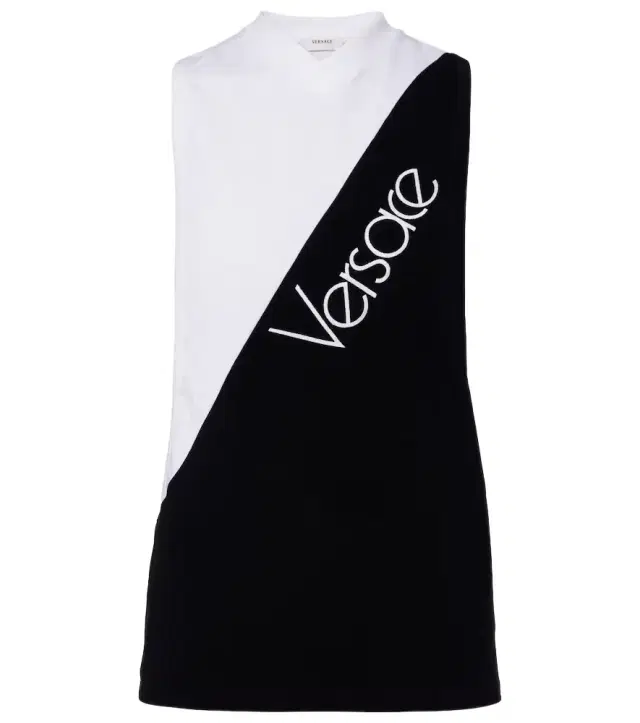 Versace Logo embroidered cotton-blend tank top