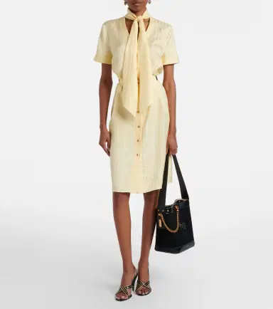 Versace Greca jacquard satin shirt dress | Thumbnail 4 Versace Greca jacquard satin shirt dress | Thumbnail 4