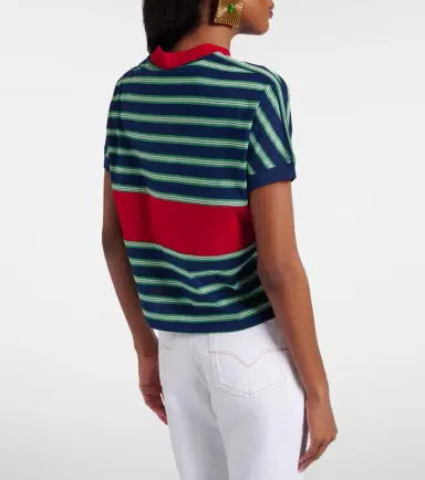 Versace Logo embroidered striped cotton T-Shirt | Thumbnail 5 Versace Logo embroidered striped cotton T-Shirt | Thumbnail 5